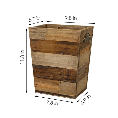 Venalys Small Wooden Waste Paper Bin Trash Can, Farmhouse Decorative Garbage Can Wastebasket