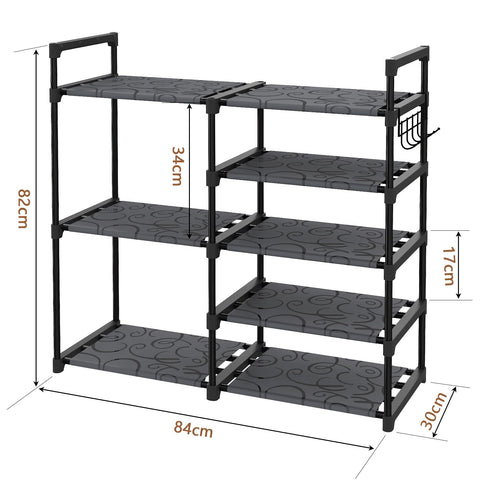 Altdnmaf 5 tier Shoe and Boot Storage Rack, 84cm Wide Large Welly Stand, Stackable Long Show Rack, for Entryway, Hallways, Kitchens