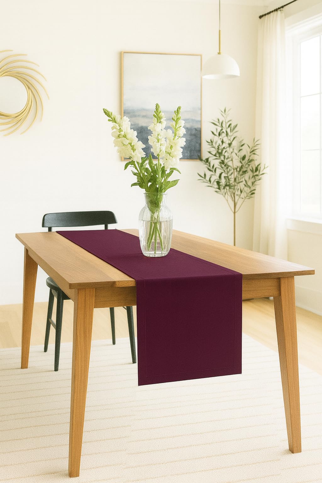 Table Runner Made of Minimate Fabric Modern, Smooth, Wide Hem, Non-Iron, Durable, Washable up to 60°C, Can be Tumble Dried, Kitchen and Living Room