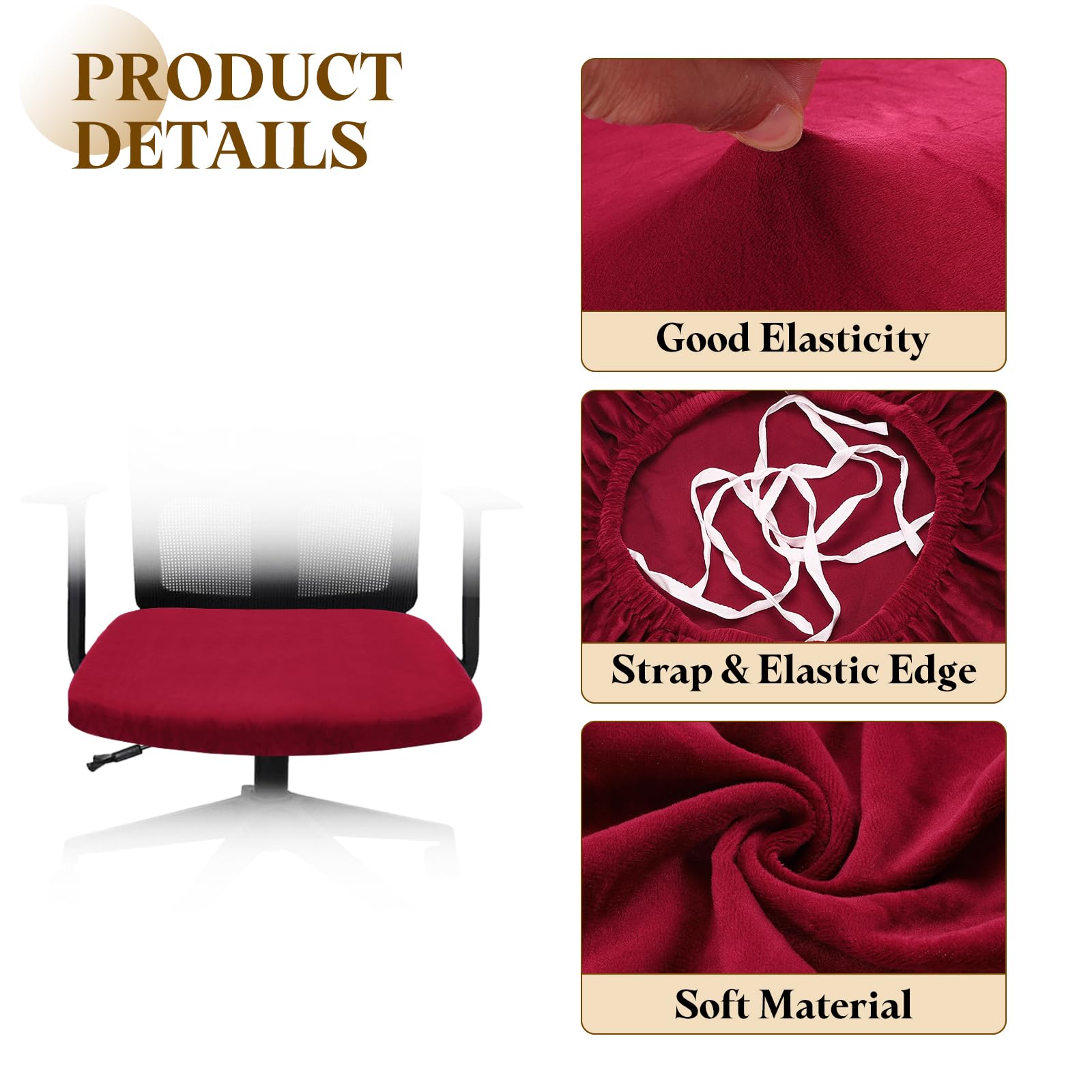 sourcing map Office Chair Cover, Stretchable Soft Rotating Chair Slipcover Washable Desk Computer Seat Cover Protector for Office Home, L(45-48cm)