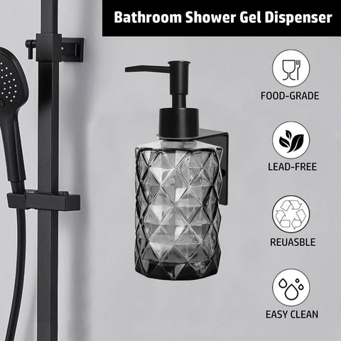 GKSCXEXE Wall Mounted Soap Dispenser, 330ml Glass Black Soap Dispenser