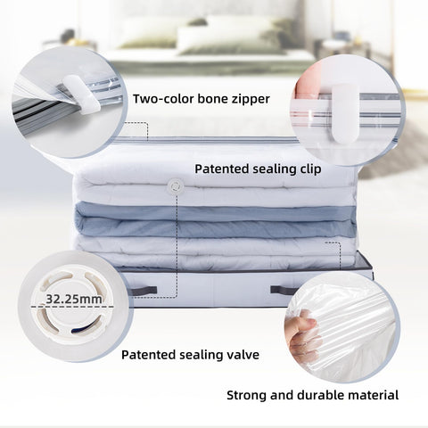 TAILI Vacuum Storage Bag with Box,105x43x15cm 2 in 1 Space Saver,Gray+White