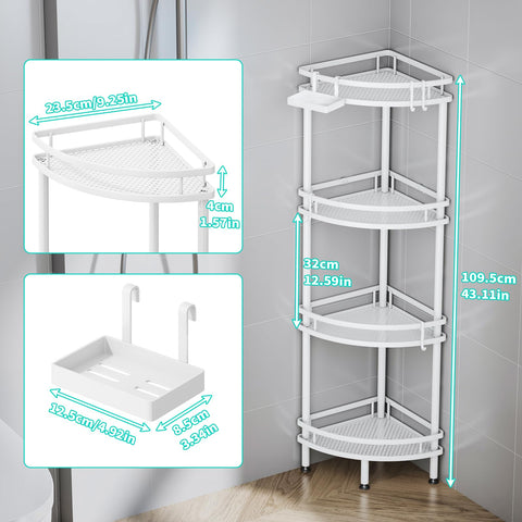 HapiRm Freestanding Shower Caddy Corner - 3 Tier Adjustable Feet Shelves