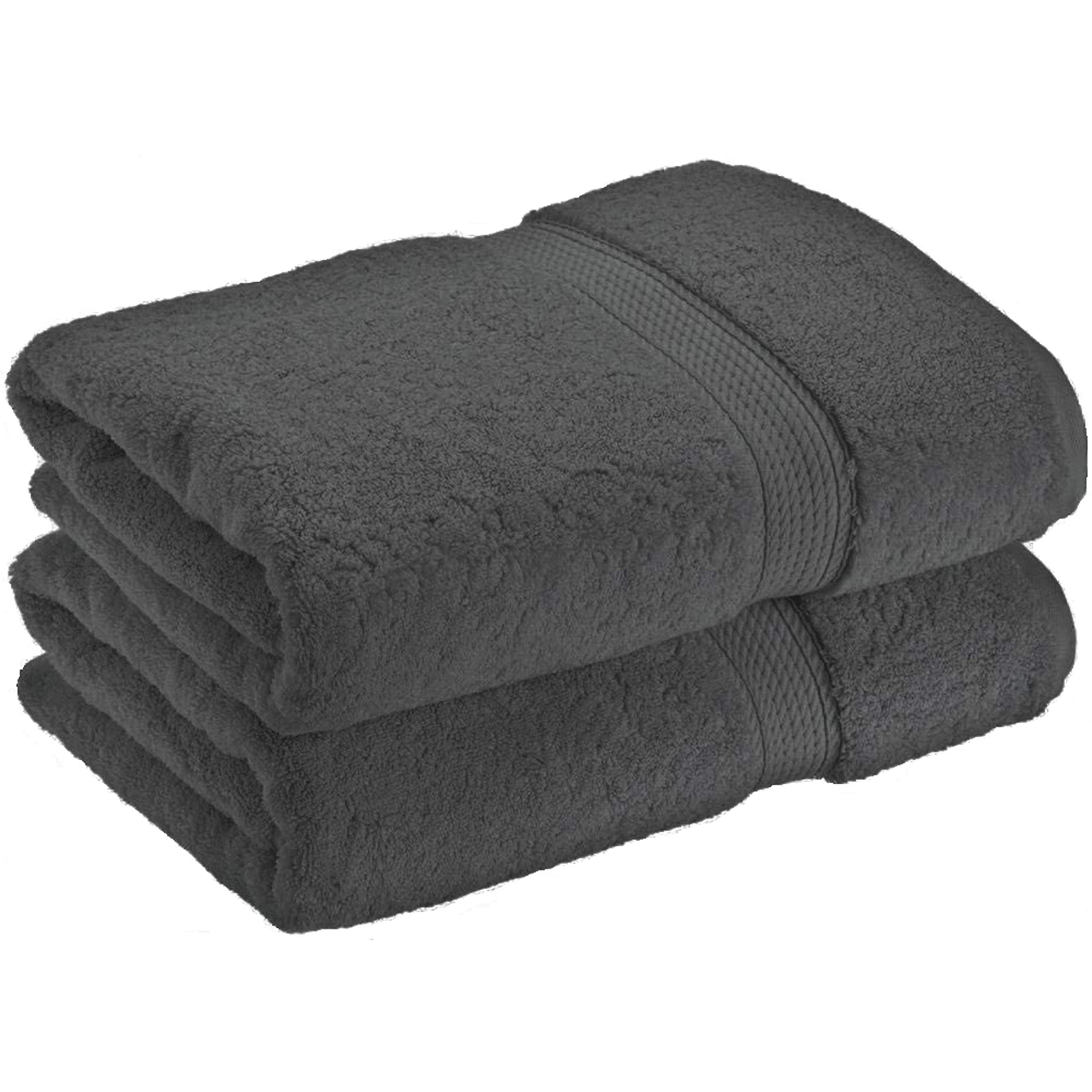 NAUSHA 2 x Super Large Bath Sheets Towels (80 x 140cm) 100% Egyptian Cotton 600 GSM (Charcoal Grey)