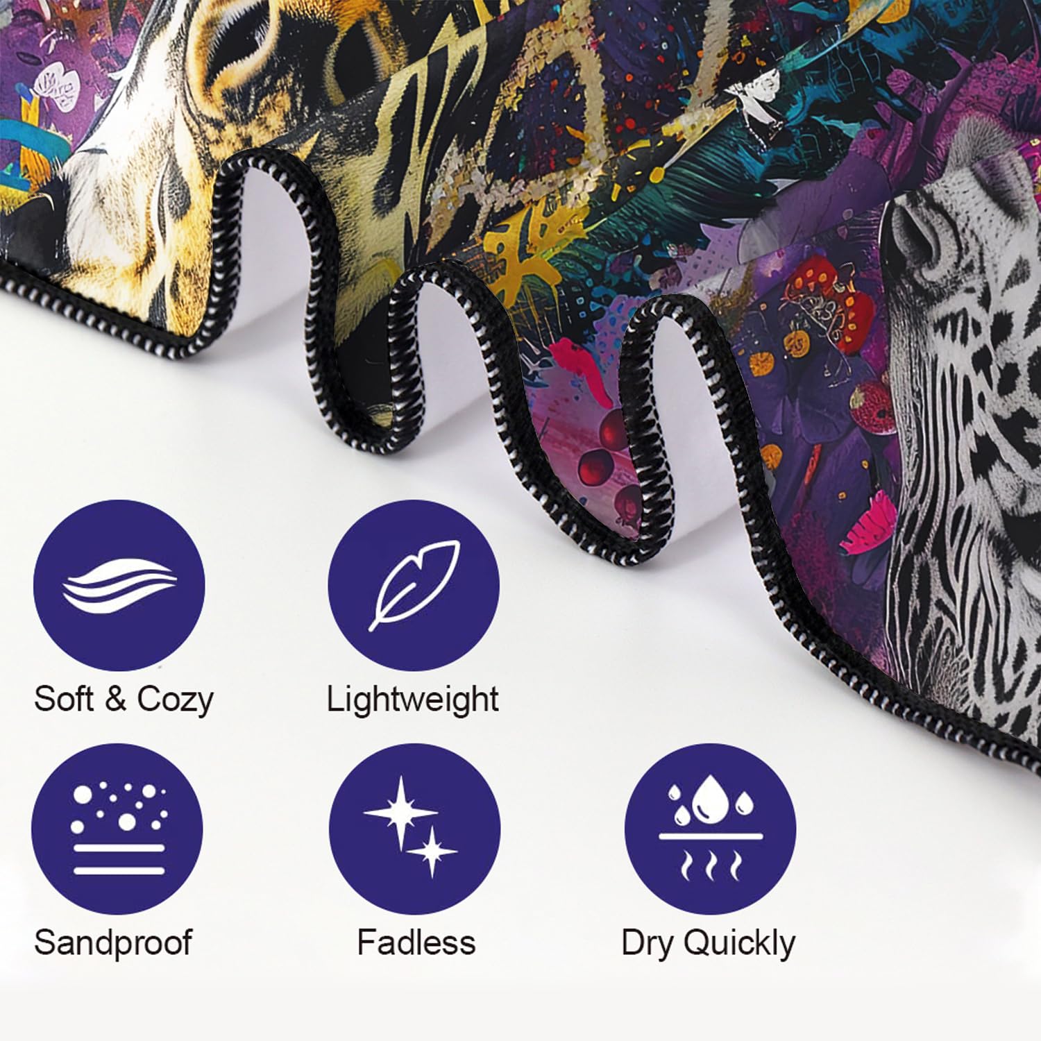 YISUMEI Doodle Giraffe Beach Towels for Adults Extra Large 180 x 90 cm, Microfibre Quick Dry Towel for Travel Swimming Camping Sports