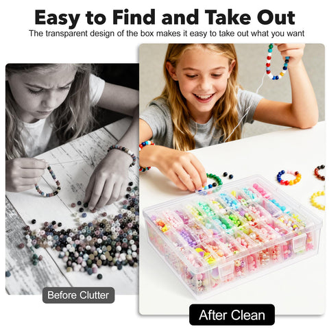 LINYAPRY Bead Organiser Box, 93Pcs Small Bead Storage Containers Plastic Cases with Hinged Lid
