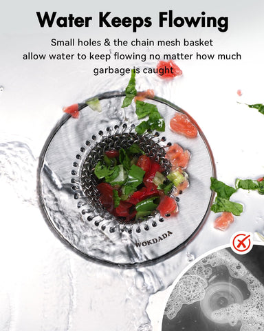 WOKDADA Reversible Kitchen Sink Strainer & Stopper, Easy-Clean & Anti-Clog Kitchen Sink Plug
