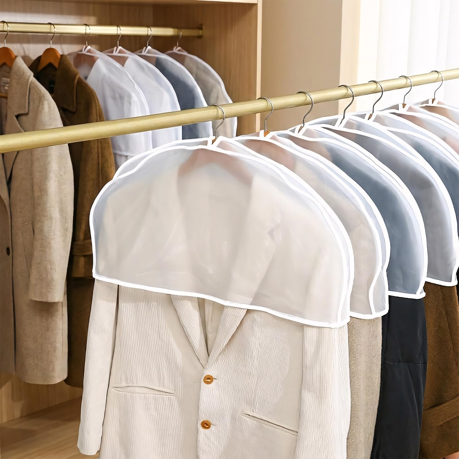 8 Pcs Clothes Covers, Suit Covers For Hanging Clothes, Suit Cover for Hanging Clothes, Suitable for Suits, Dresses,Jackets,Dress Closet Storage