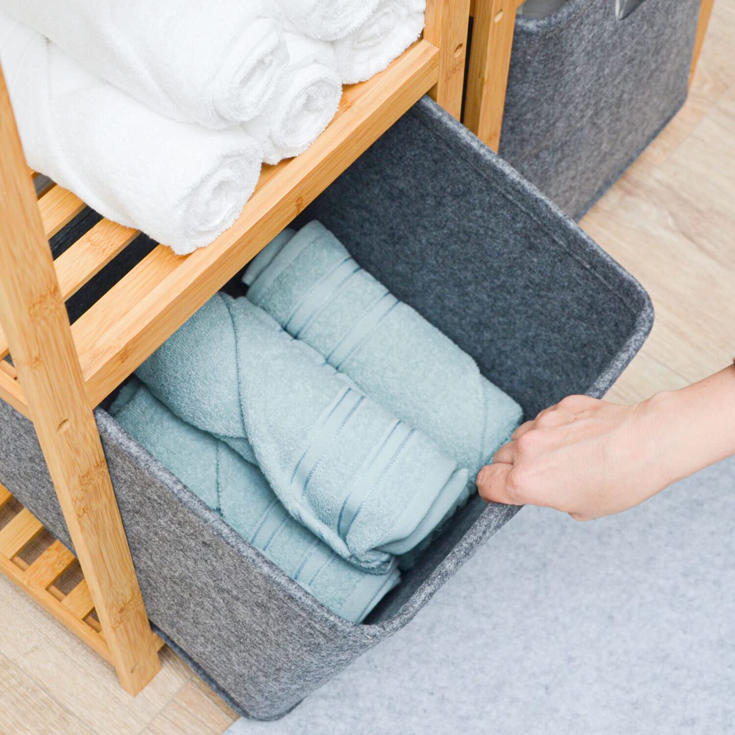 DuneDesign Set of 2: Felt Box 32x26x23 Foldable Storage Box Toiletries Box Storage Basket