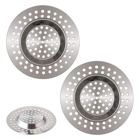 2 Pcs Sink Strainer–Stainless Steel Kitchen Sink Plug Strainer– Dual Function Drain Plug Hair & Food Catcher for Kitchen, Bathroom