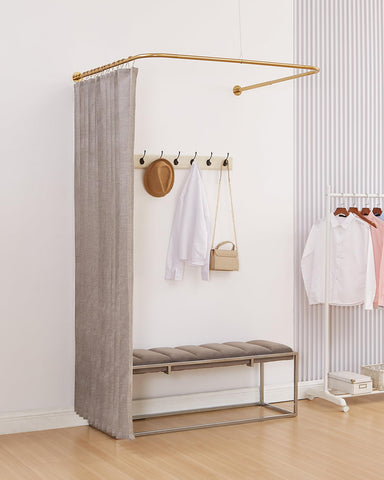 Yampos U Shaped Shower Curtain Rail, [Both Sides: 60 cm - 132 cm, Middle: 76,2 cm