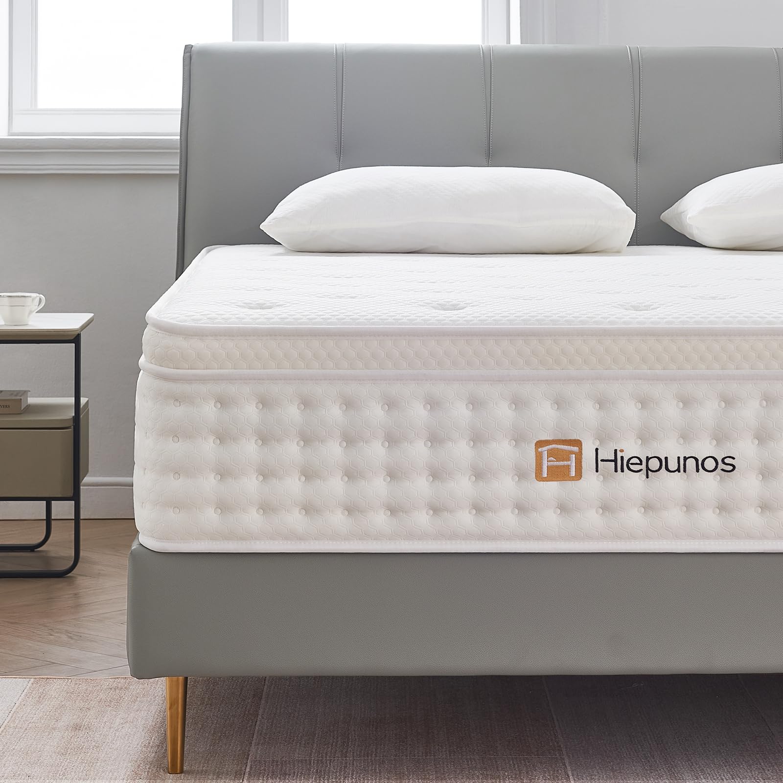 Hiepunos King Size Mattress,10.2 INCH Hybrid Memory Foam and Individually Pocket Spring,5FT King Mattress Medium Firm,Ergonomic Pressure
