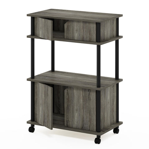 Furinno TURN-N-TUBE Printer Stand with Storage, 4-Tier Printer Table with with Storage Cabinet and Casters, Open Frame Standing Shelf, for CPU