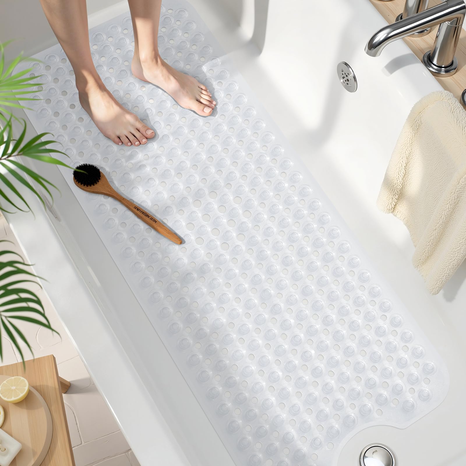 Smiry Non Slip Bath Mat with 300 Strong Suction Cups, 100x40cm