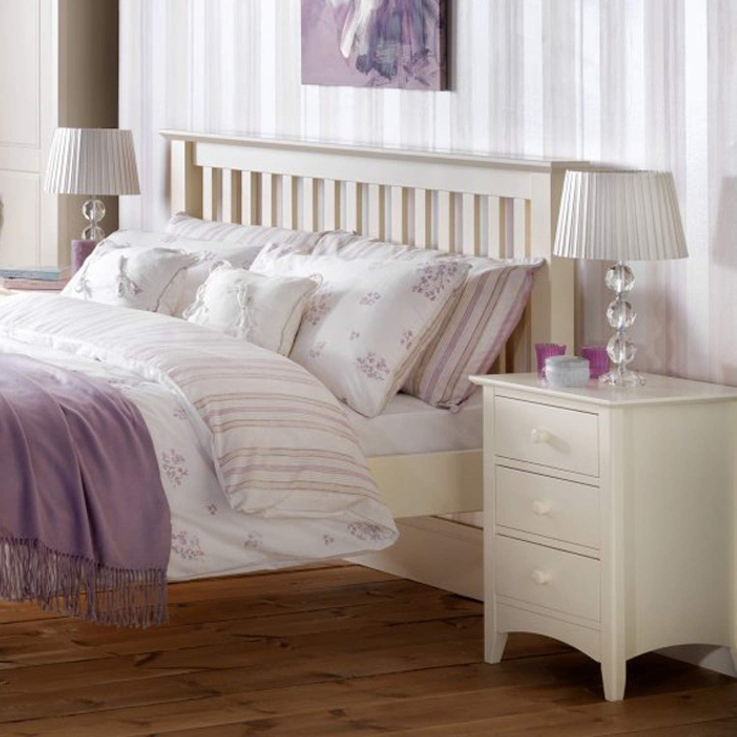 Julian Bowen Cameo Bedside Table, 3 Drawer, White - H63 x W43 x D43cm
