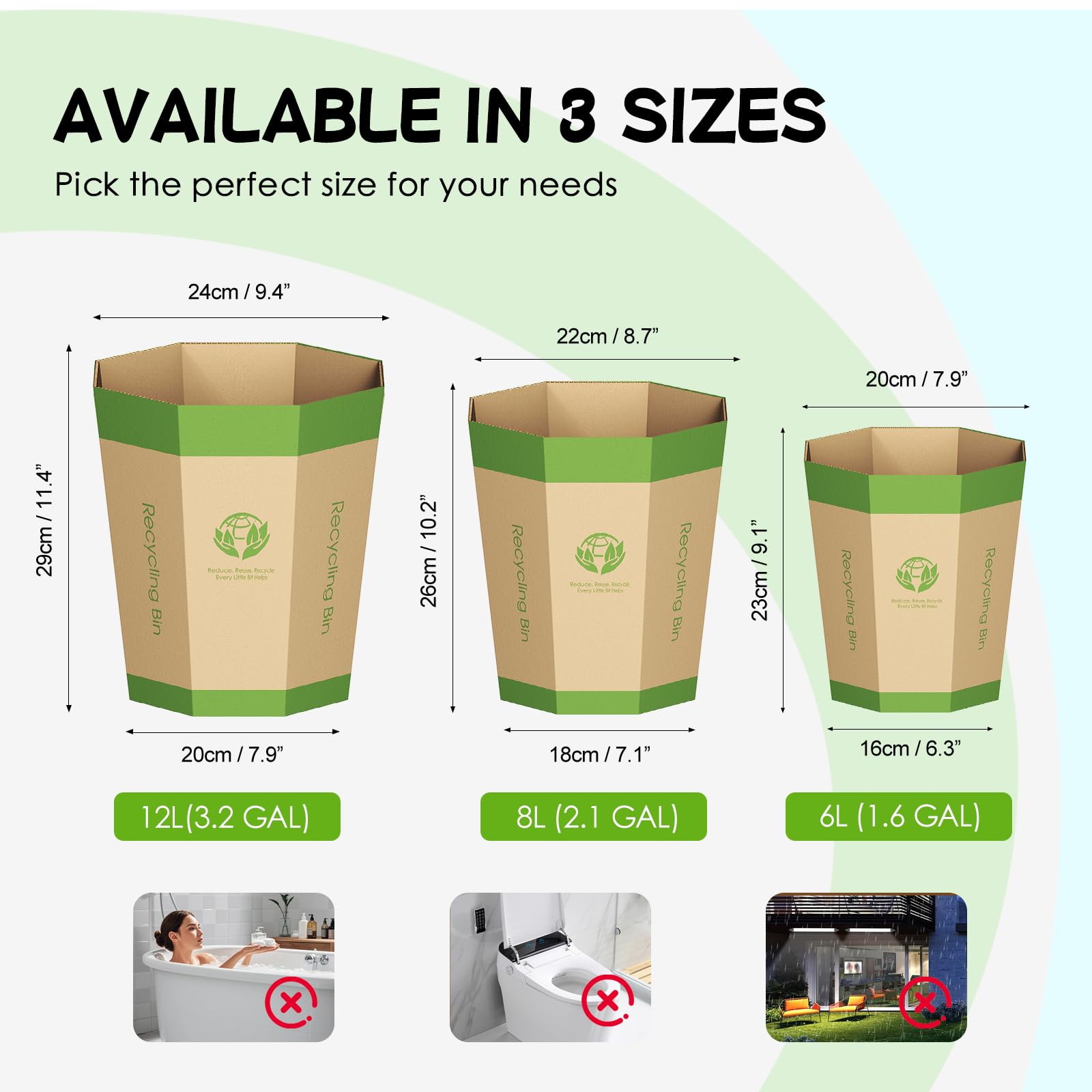 6-Pack Cardboard Waste Paper Bin – Foldable, Recyclable, Plastic-Free & Reusable Trash Can - Small Rubbish Bin - Waste Basket Perfect for Office