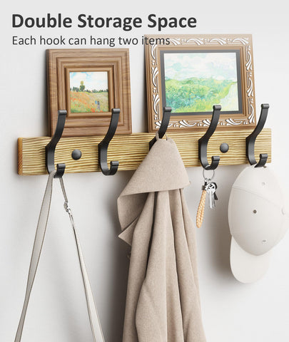 Optish Coat Hooks Wall Mounted, Heavy Duty Coat Hooks for Wall Wooden Coat Rack Wall Mounted for Entryway, Bathroom