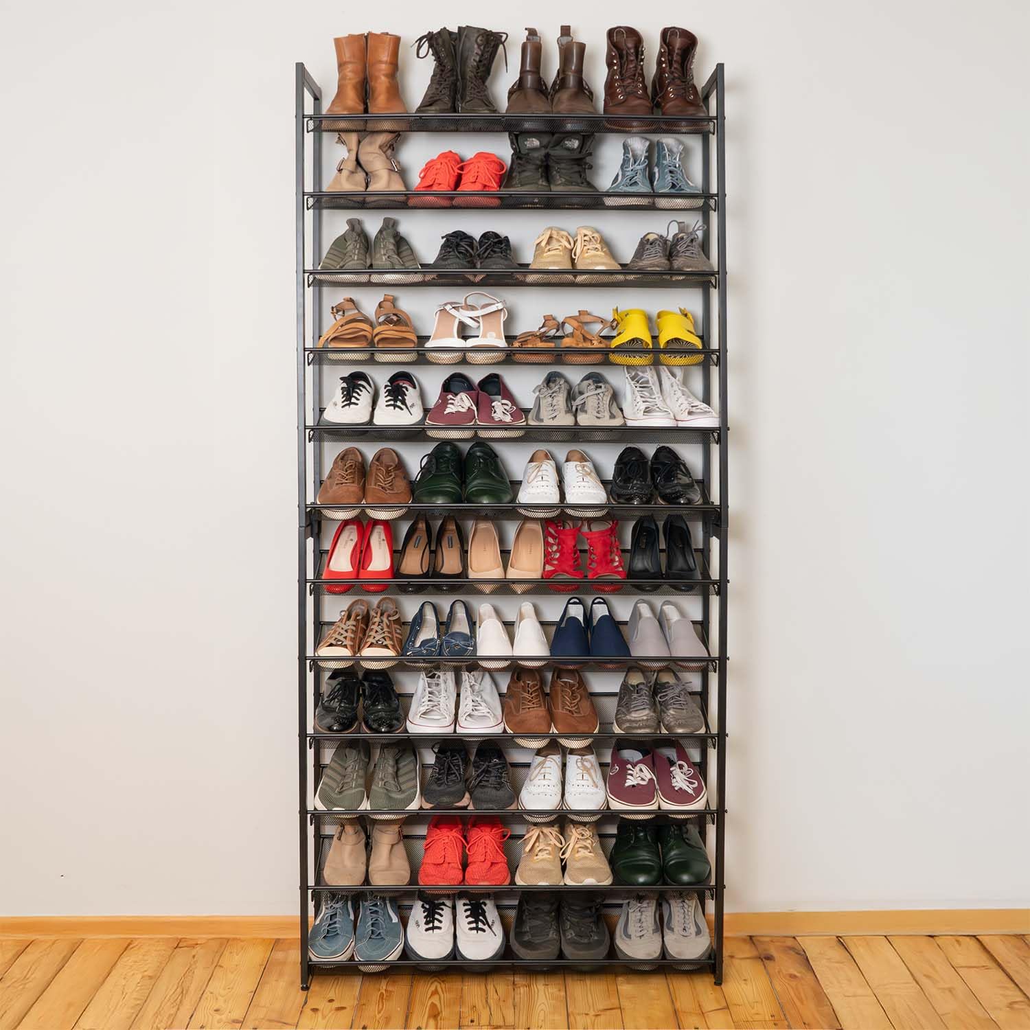 Tatkraft Eiffel - Metal Shoe Rack, 12 Tiers, Holds 60 Pairs, Up to 120 kg