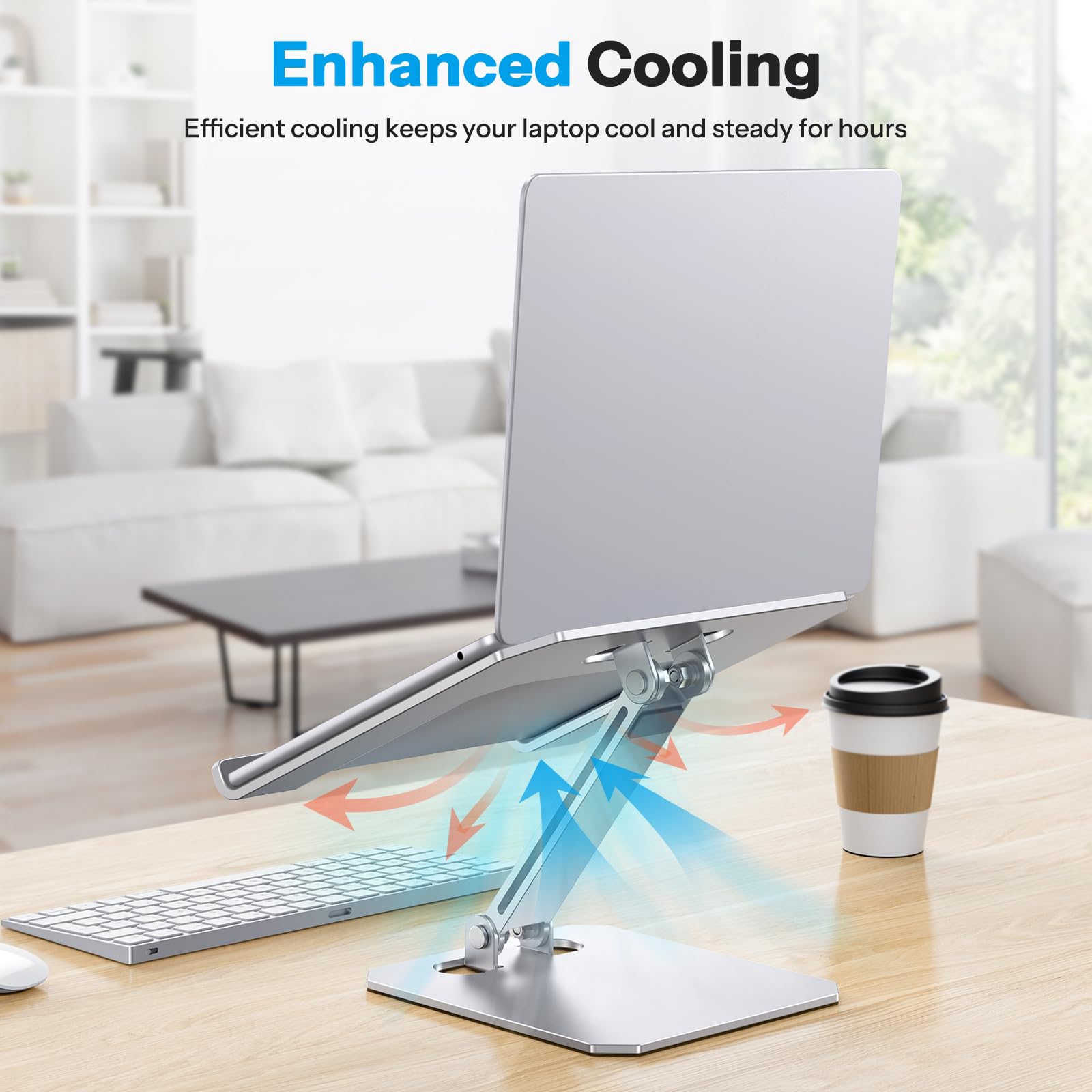 OMOTON Aluminum Laptop Stand for Desk, Laptop Riser with Adjustable Height