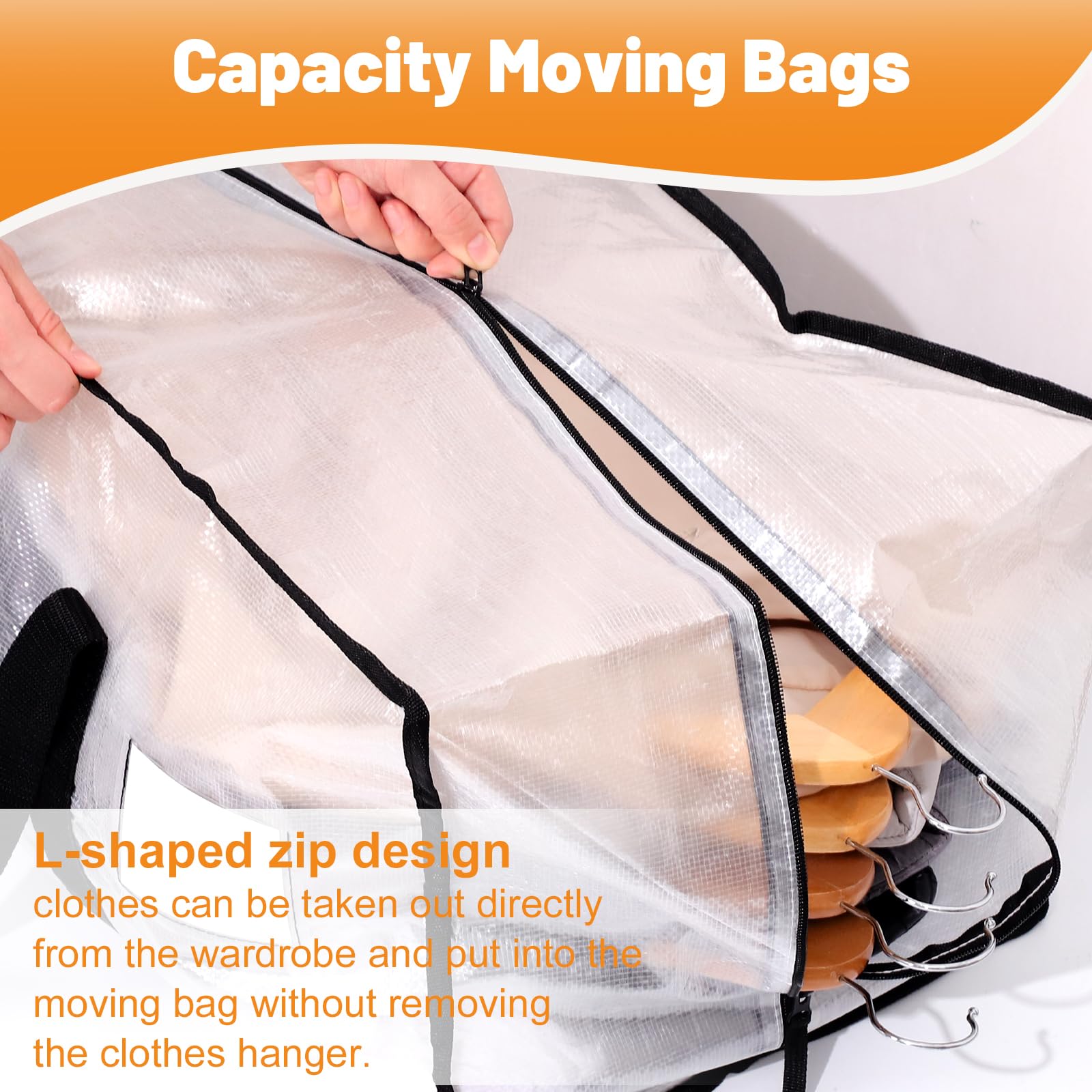 Dntorx 8 Pack 90L Moving Bags with L Zip, Clear Waterproof Storage Totes