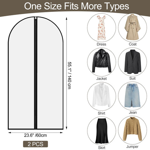 Pwsap 55in Dress Bags Covers Long, 2 Pack, Clothing Covers, Suit Bag