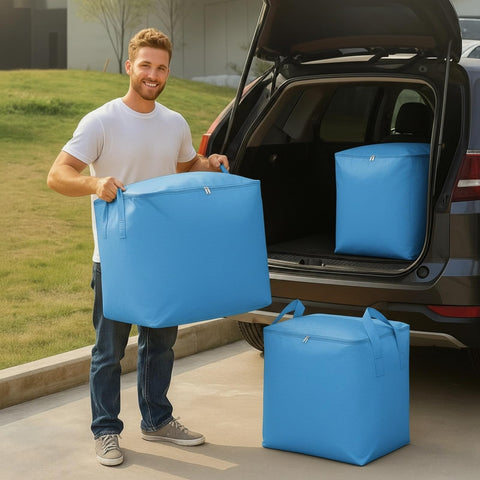 3-Pack 240l Large Moving Bags – Heavy Duty Waterproof Removal Bag with Double Zip Pulls,Ideal for Moving, College Dorms, Loft Storage