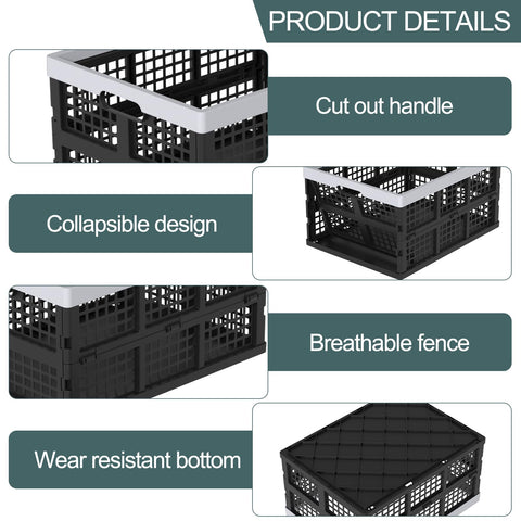 Ziglous 35 Litre Plastic Collapsible Storage Boxes, Folding Storage Crate