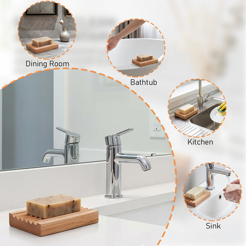 Woden Soap Dish for Shower, Bar Soap Holder with Self-Draining Tray, Handmade Wood Soaps Holder for Shower Bathroom Kitchen