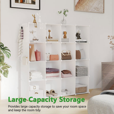 C&AHOME 16-Cube Storage Organizer Without Doors, Plastic Storage Cubes