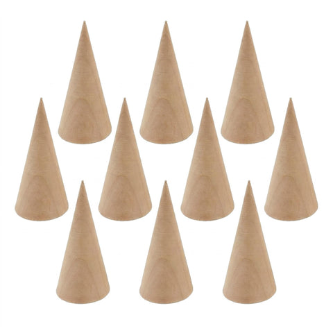 Lcvasvuz 10 Pcs Wooden Ring Display Stand Jewelry Holder Organiser Showcase Rack Ring Display Stand for Jewellery Wooden Cones Display Rack