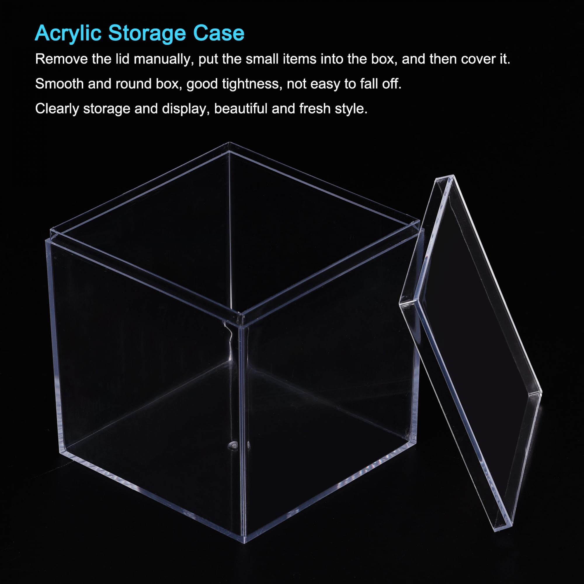 sourcing map Clear Acrylic Plastic Storage Box Square Cube Display Case with Lid, 5.1x5.1x5.1cm Container Box for Small Item, Pack of 2