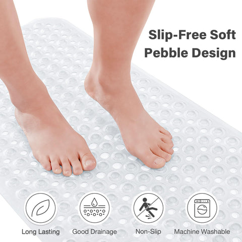 Smiry Non Slip Bath Mat with 300 Strong Suction Cups, 100x40cm