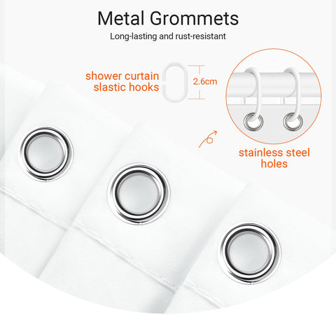 Lerores Shower Curtain, 180 x 180 cm, Pure White, Weighted Hem, Anti-Mould Textile, Water-Repellent