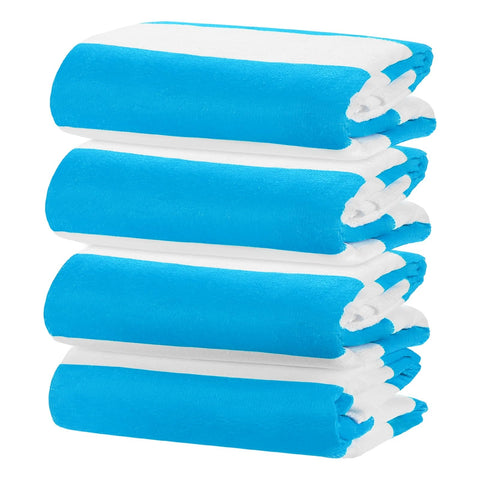 M METERXITY 4-Pack Large Stripe Beach Towels 30x60in Light Blue