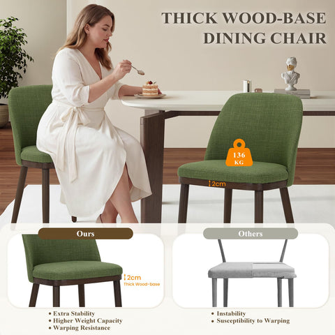 MALOL Thick Wood-base Dining Chairs Set of 6, Upholstered Kitchen Chairs with Solid Wood Legs and Thick Seat Cushion