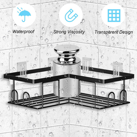 SUBTAVIK 12 Pcs Shower Caddy Adhesive Hooks Replacement, Transparent Sticky Hooks for Bathroom Kitchen (for Metal Strip Shower Caddy)