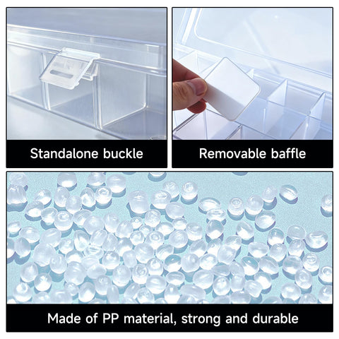 2 Pack 36 Grids Organiser Storage Box, Plastic Clear Stackable Container, Fishing Tackle Box, Craft Storage Boxes with Adjustable Dividers for Beads