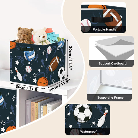 Clastyle 3 pcs Sport Ball Cube Storage Boxes for Shelves Kallax Boxes