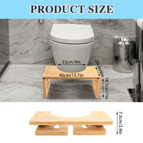 LOPYXBR Bamboo Toilet Stool Squat Adult, 15.7 x 7.9 x 7.3 inch/ 40 x 20x 18.5 cm Poop Stool for Adults, Foldable Bamboo Toilet Step