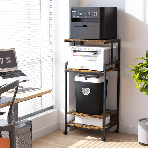 4-Tier Printer Stand, Large Printer Table on Wheels, Movable Printer Stand