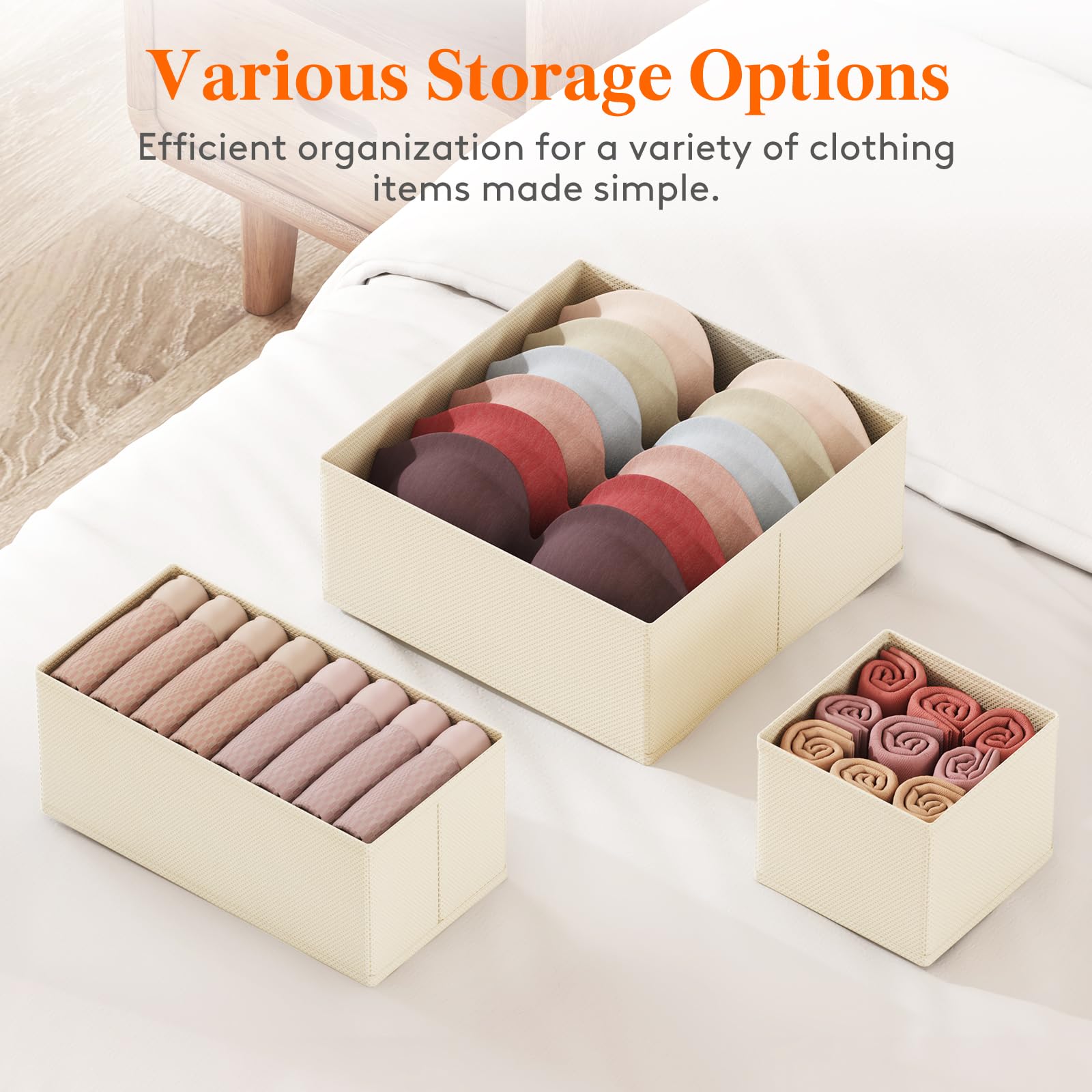 Lifewit 16 Pack Drawer Organiser, Dividers for Closet, Khaki