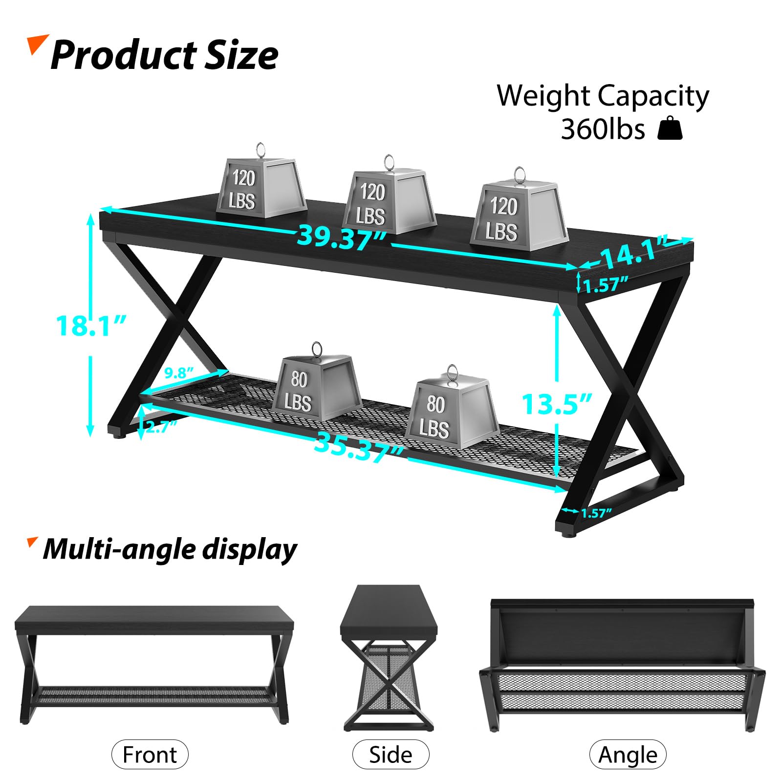 LVB Black Entryway Bench with Storage, Indoor Shoe Bench with Seating for Hallway, Accent Storage Bench for Living Room Bedroom