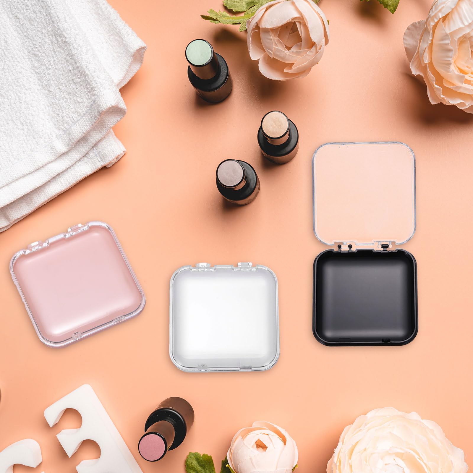 sourcing map 12 Pcs Press on Nail Storage Box with Adhesive Double Sided Tape, Acrylic Nail Display Box for Nail Salon Home Storage Supplies