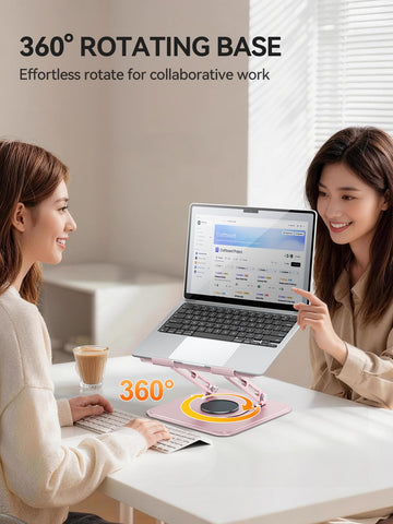 tounee Laptop Stand for Desk, Adjustable Computer Stand Holder with 360° Rotating Base, Ergonomic Laptop Riser Compatible with MacBook Pro Air