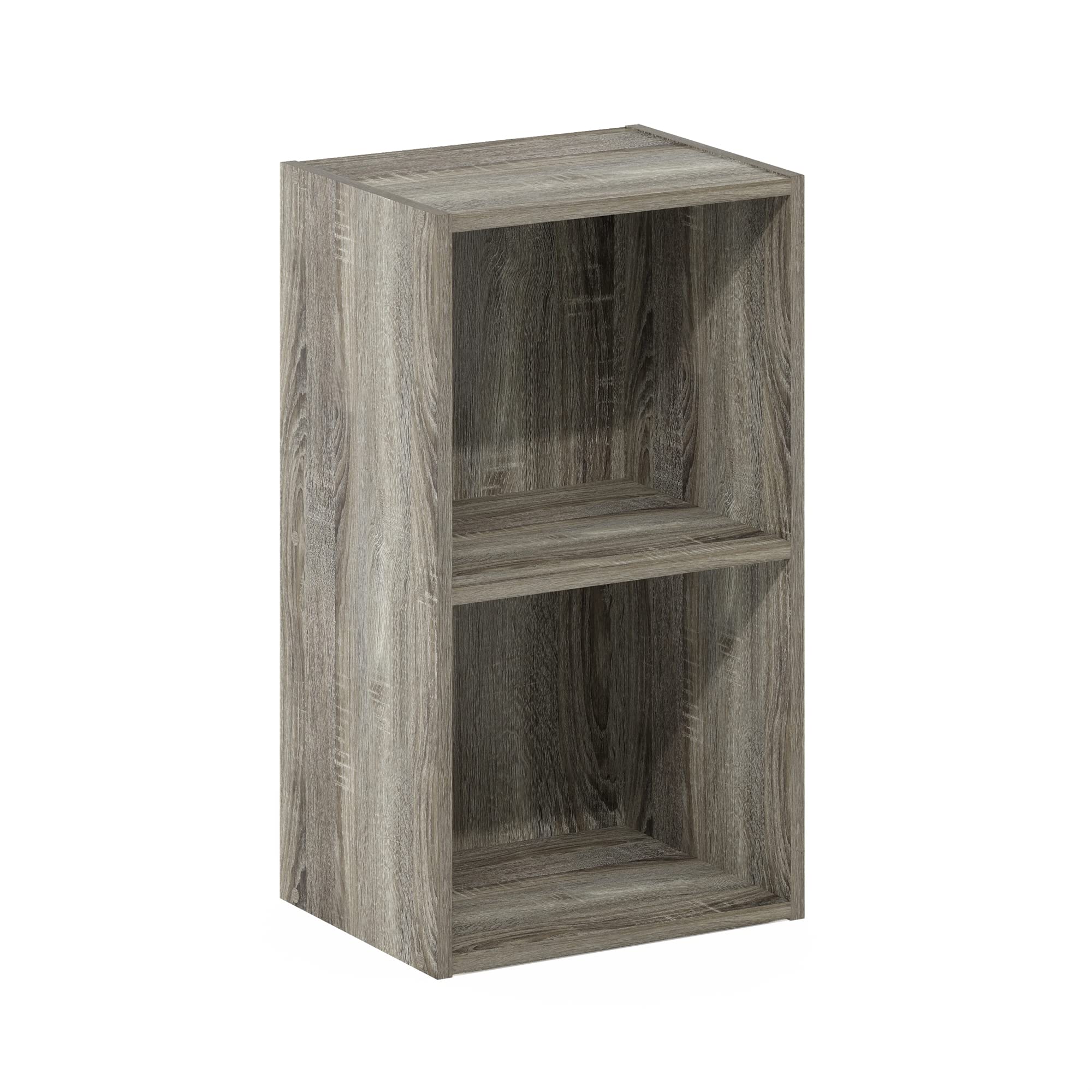 Furinno PASIR Book Shelf, 2-Tier Modern Bookshelf, Open Shelves Bookcase 9 x 12 x 21, for Living Room, Bedroom, Home Office, French Oak