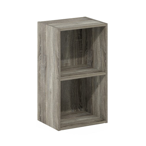 Furinno PASIR Book Shelf, 2-Tier Modern Bookshelf, Open Shelves Bookcase 9 x 12 x 21, for Living Room, Bedroom, Home Office, French Oak