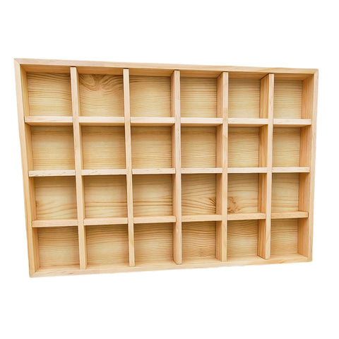 Anktily Unfinished Wooden Storage Divider Box, Showcase Display Box with 24 Compartments, Socks Organizer, Underwear Storage Case