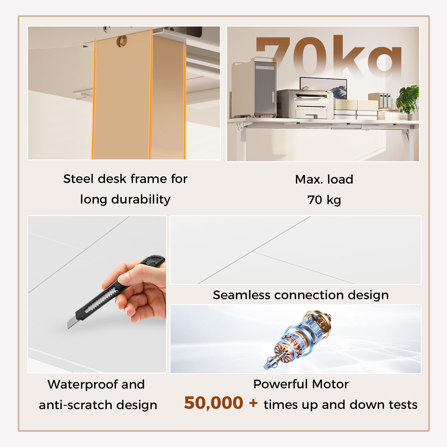 Klicelor Height Adjustable Electric Desk, 2 Memory Buttons, 120x80cm