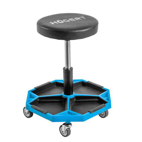 Högert Technik - Adjustable Workshop Stool | Telescopic Workshop Seat | Height Adjustment | Heavy Duty Construction | Maximum Load 140kg