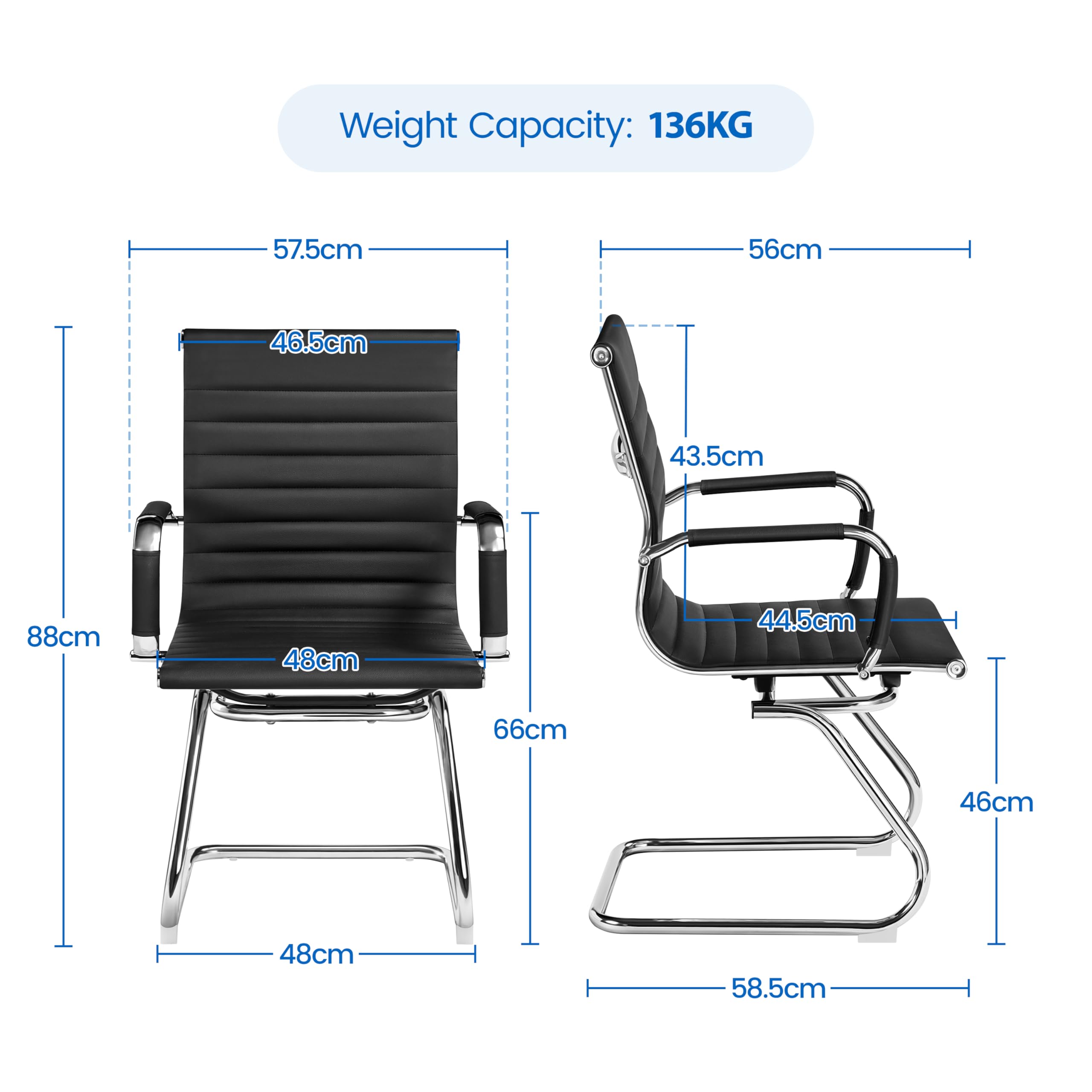 Yaheetech Faux Leather Dining Chair Ergonomic Office Chair, Black